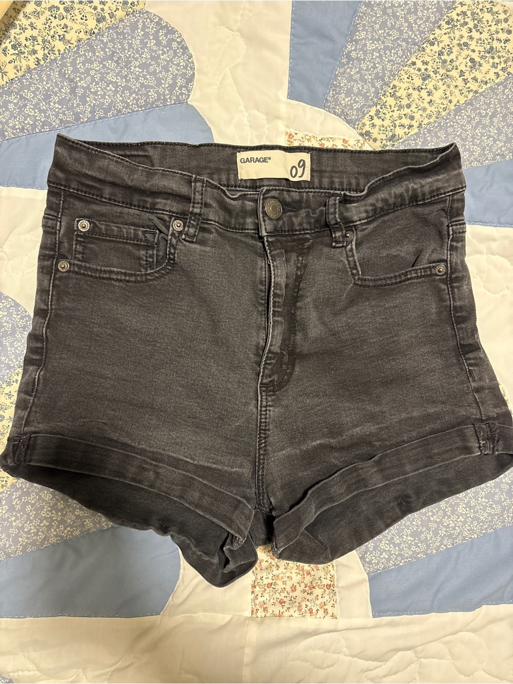 Garage Black High-Rise Cuffed Denim Shorts - Women's